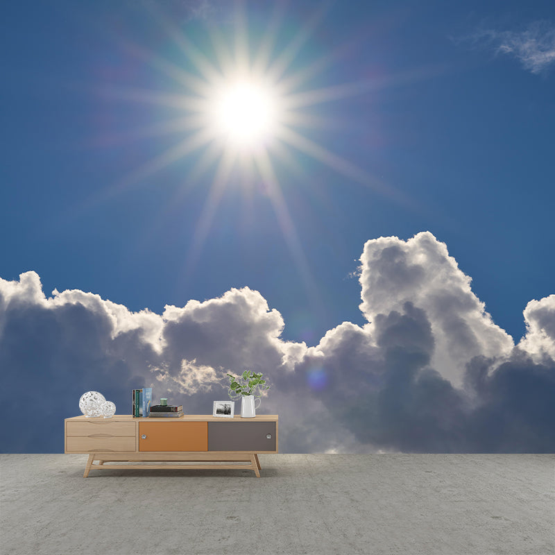 Cloud Sun Contemporary Sky Mural Mildew Resistant Wallpaper for Home Decor