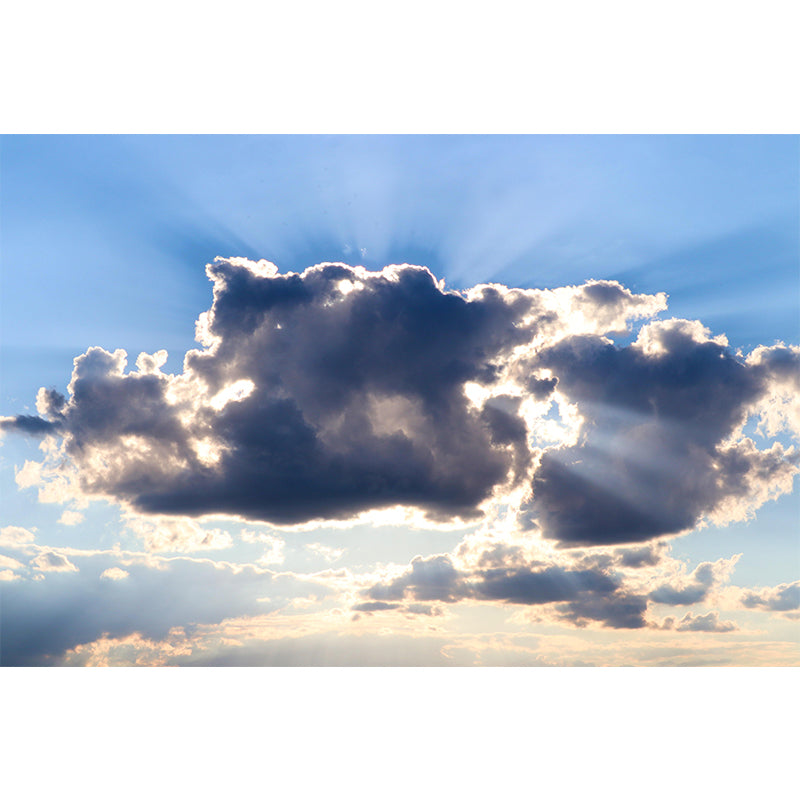 Cloud Sun Contemporary Sky Mural Mildew Resistant Wallpaper for Home Decor