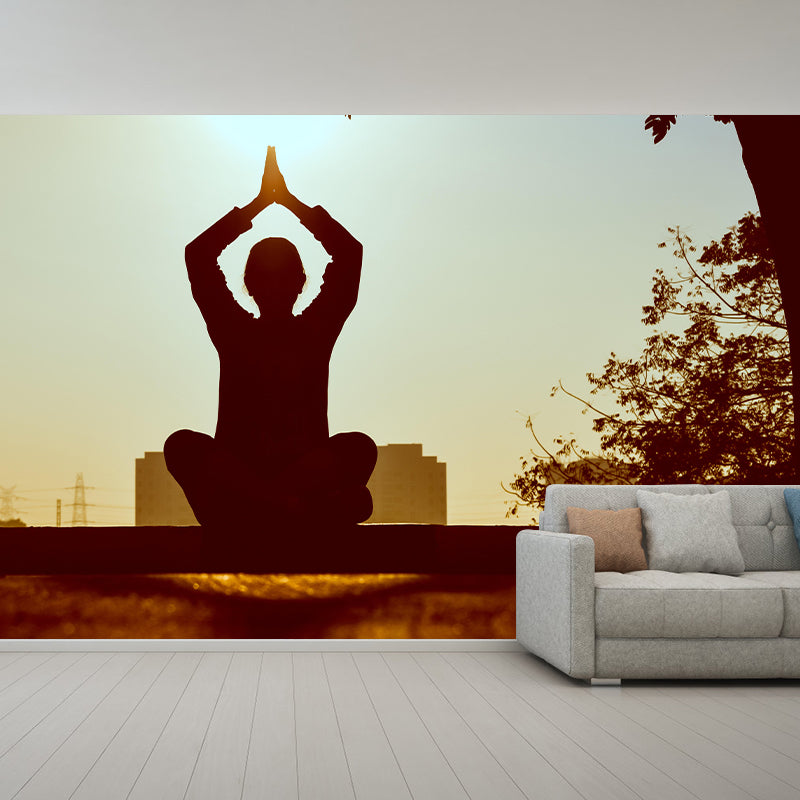 Yoga Contemporary Wall Mural Mildew Resistant Wallpaper for Wall Decor