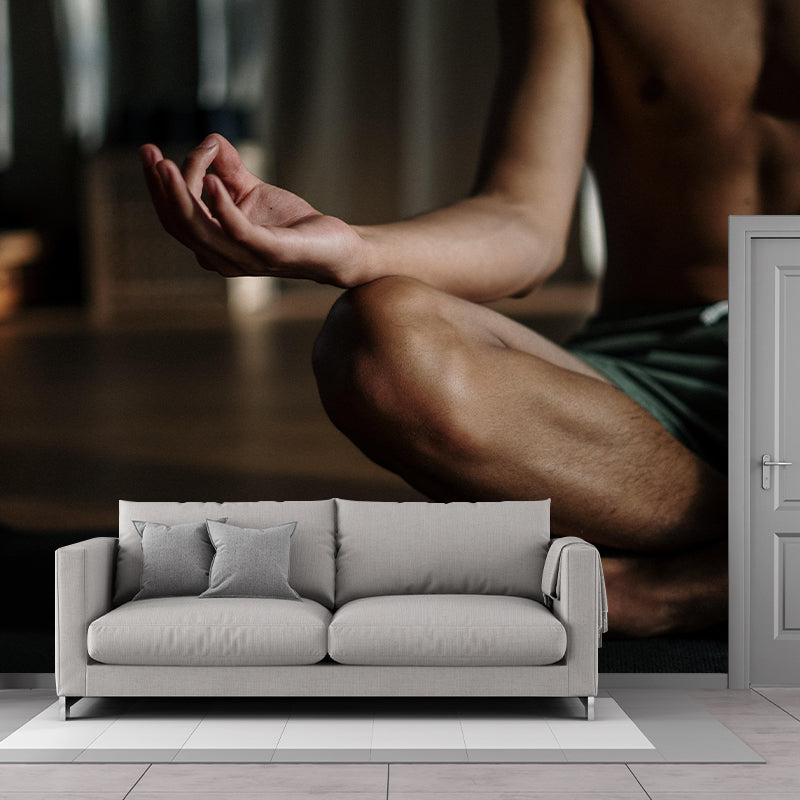 Contemporary Yoga Wallpaper Mural Mildew Resistant Wallpaper for Home Decor