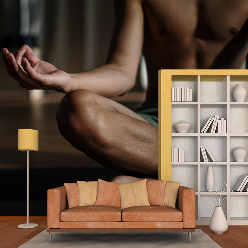 Contemporary Yoga Wallpaper Mural Mildew Resistant Wallpaper for Home Decor