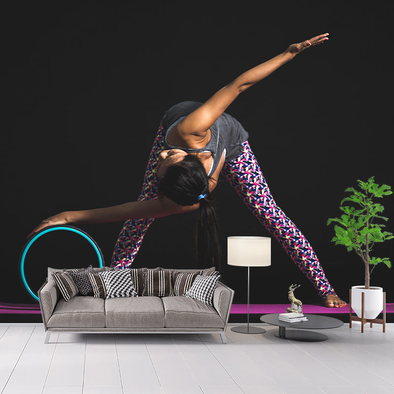 Contemporary Yoga Wallpaper Mural Mildew Resistant Wallpaper for Home Decor