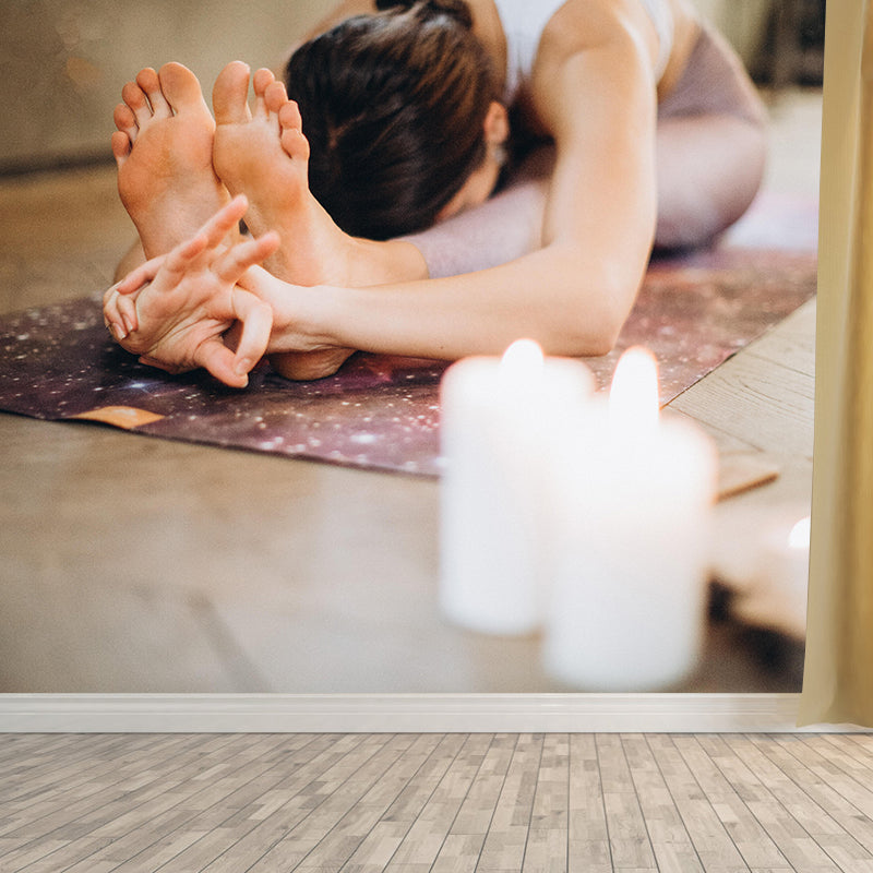 Contemporary Yoga Wallpaper Mural Mildew Resistant Wallpaper for Home Decor