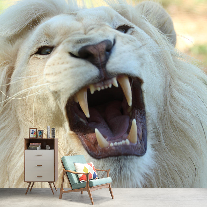 Lion Contemporary Wild Animal Wall Mural Mildew Resistant Wallpaper for Bedroom
