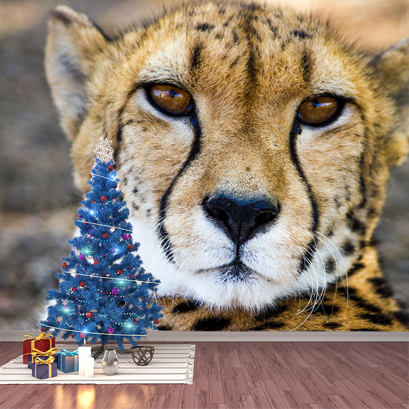 3D Print Leopard Contemporary Wild Animal Mural Mildew Resistant Wallpaper for Home