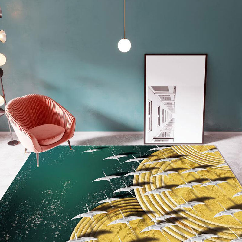 Gold Magnificent Rug Polyester Modern Rug Stain Resistant Rug for Home Decoration
