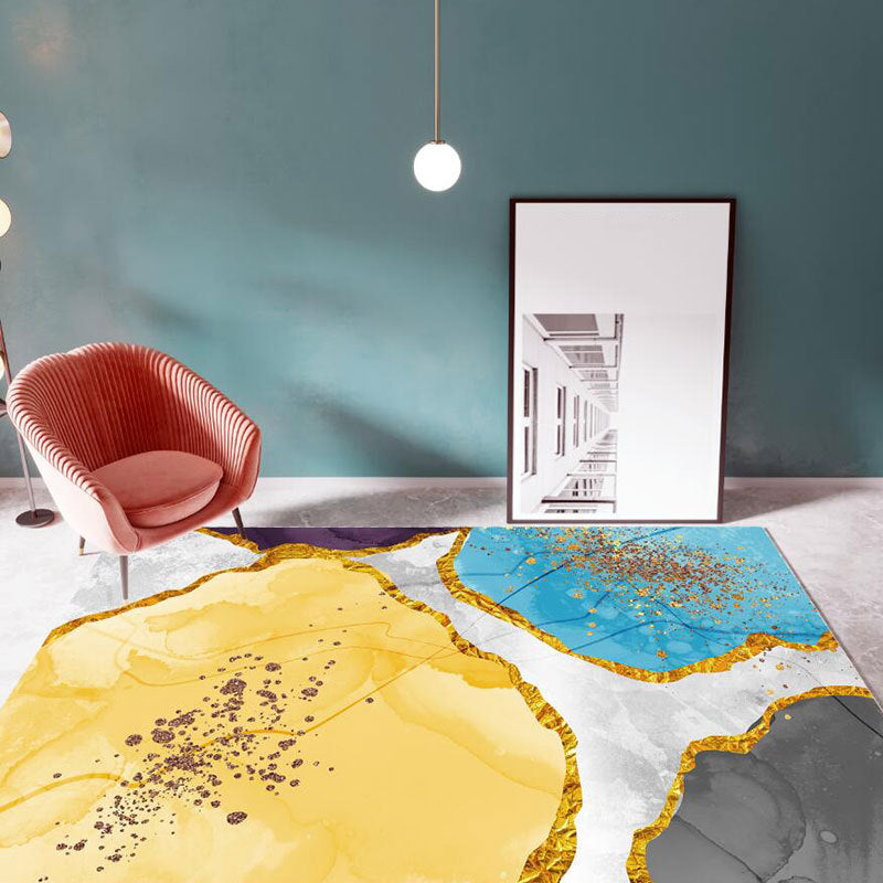 Gold Magnificent Rug Polyester Modern Rug Stain Resistant Rug for Home Decoration