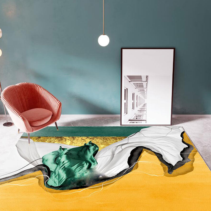 Gold Magnificent Rug Polyester Modern Rug Stain Resistant Rug for Home Decoration