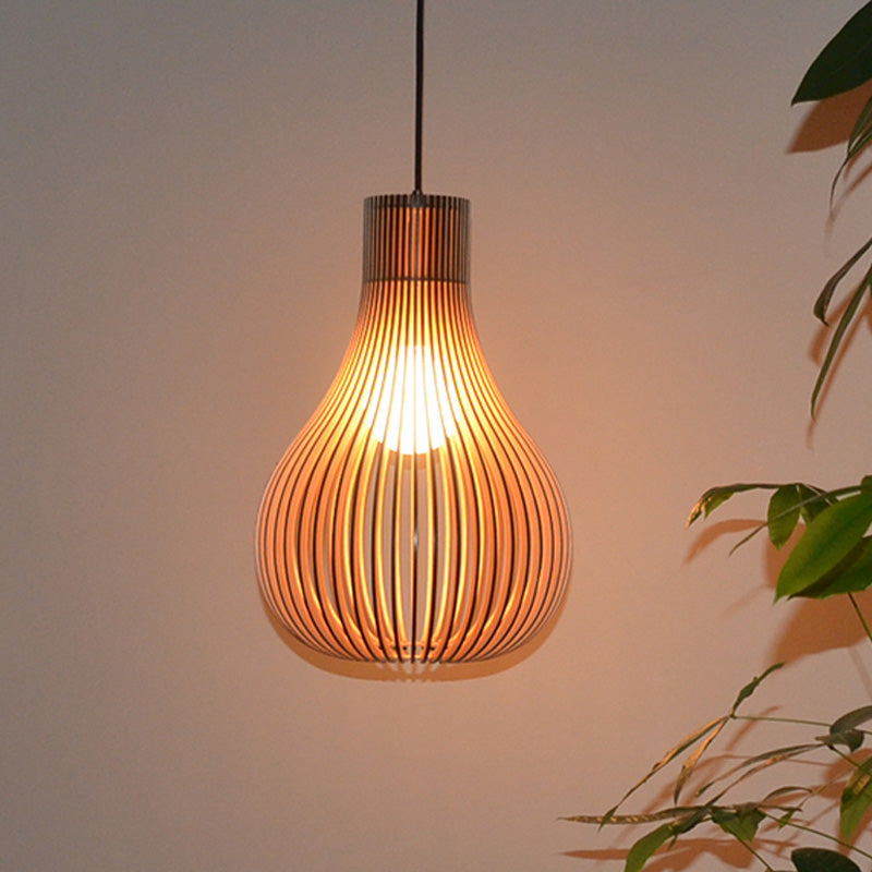 Luz colgante de madera moderna y ajustable forma de lágrima de lágrima de techo