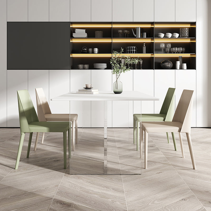 Modern 1/4/5/7 Pieces Dining Set Sintered Stone Dining Table Set with Leather Chairs