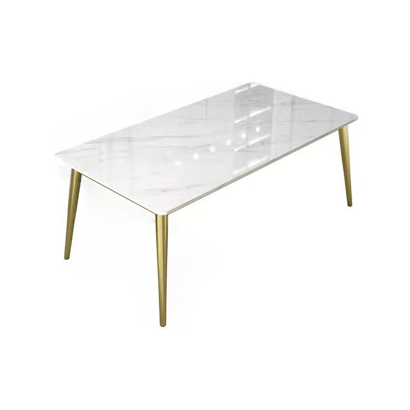 Metal Traditional Luxury Rectangle Table Sintered Stone Top Table with 4 Legs