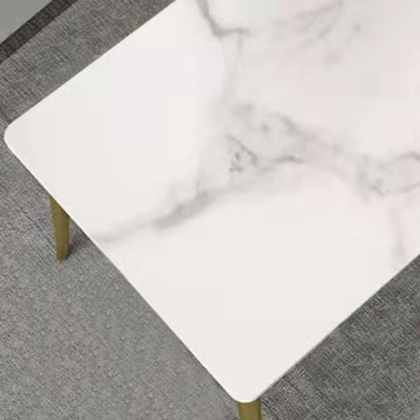 Metal Traditional Luxury Rectangle Table Sintered Stone Top Table with 4 Legs