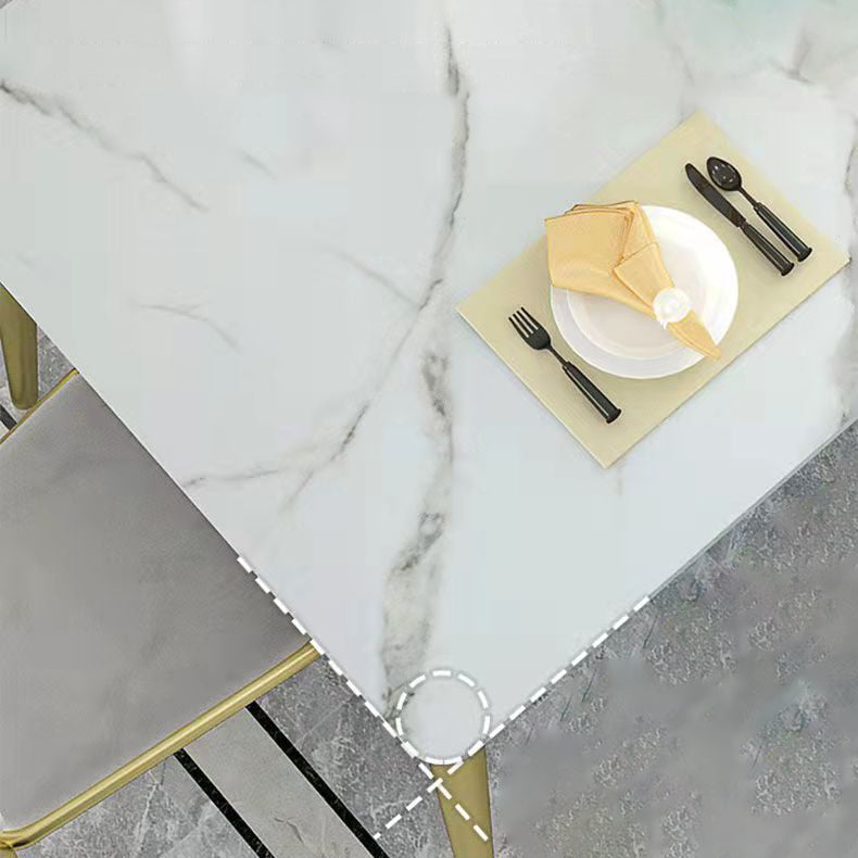 Metal Traditional Luxury Rectangle Table Sintered Stone Top Table with 4 Legs