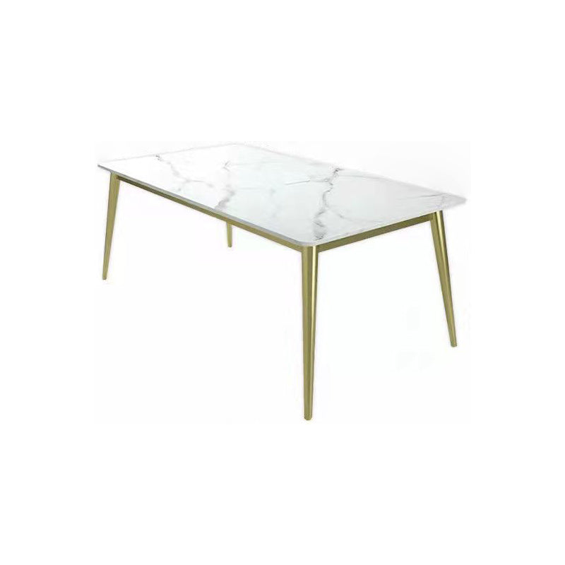 Metal Traditional Luxury Rectangle Table Sintered Stone Top Table with 4 Legs