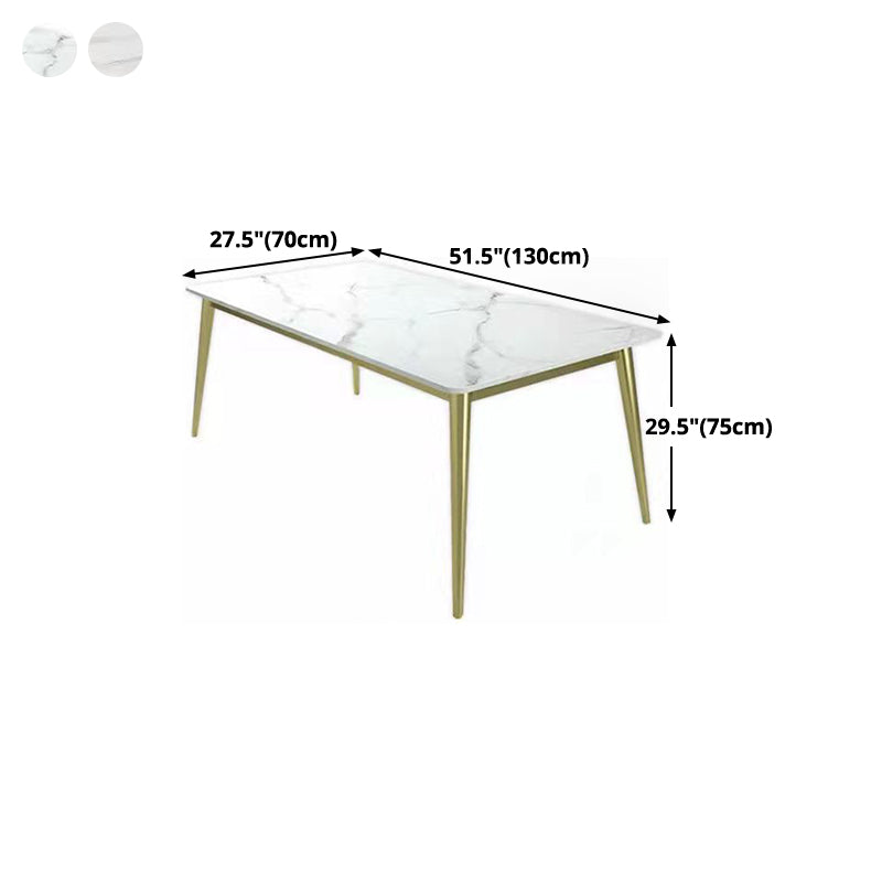 Metal Traditional Luxury Rectangle Table Sintered Stone Top Table with 4 Legs