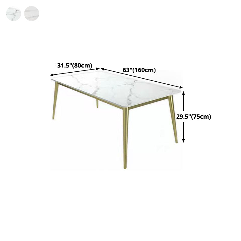 Metal Traditional Luxury Rectangle Table Sintered Stone Top Table with 4 Legs