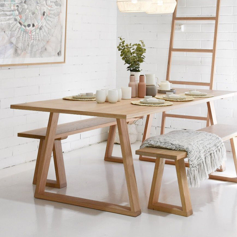 Solid Wood Contemporary Rectangular Table Wood Top Table with Sled Base