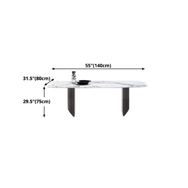Metal Traditional Luxury Rectangle Table Sintered Stone Top Indoor Table for Kitchen