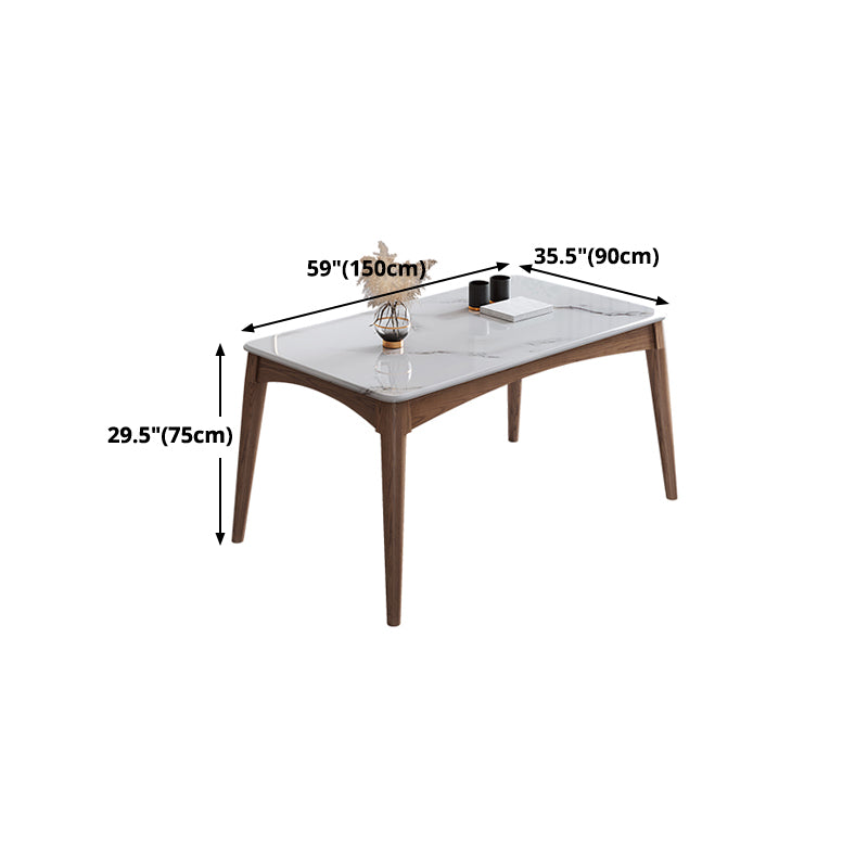Rectangle 4 Legs Table Mid-Century Modern White Top Fixed Table