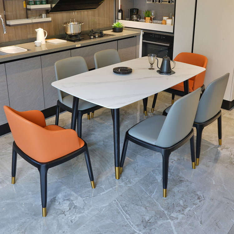 Mesa de comedor rectangular de mediados de siglo Mesa fija de piedra sinterizada para restaurante