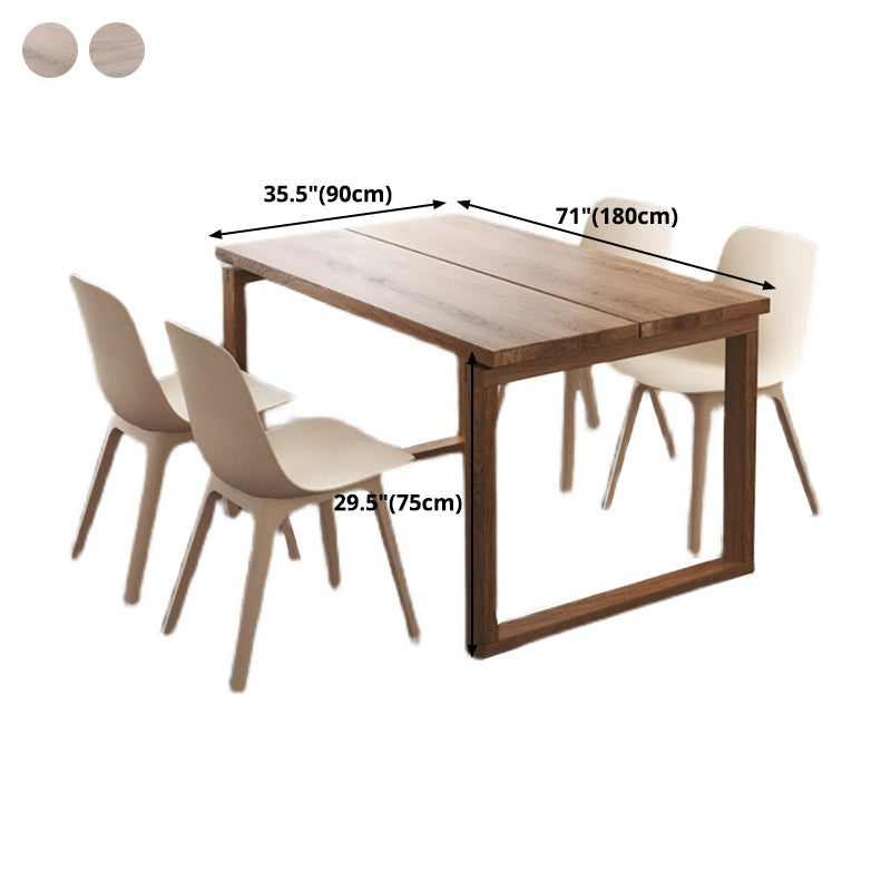 Rectangle Modern Dining Table Ash Solid Wood Table with Double Pedestal Base