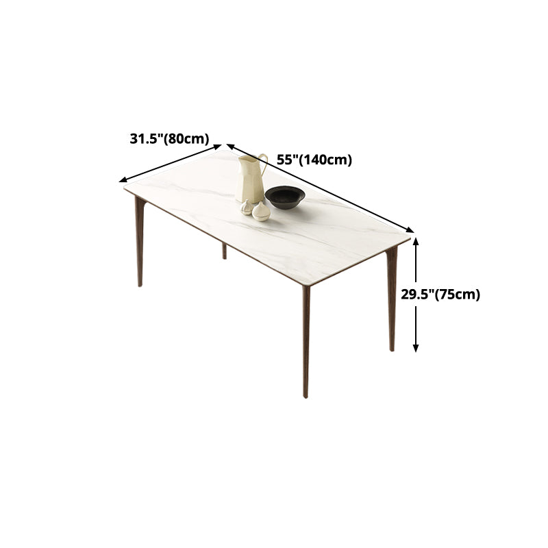 Mesa rectángulo de piedra sinterizada moderna medieval con 4 piernas de madera