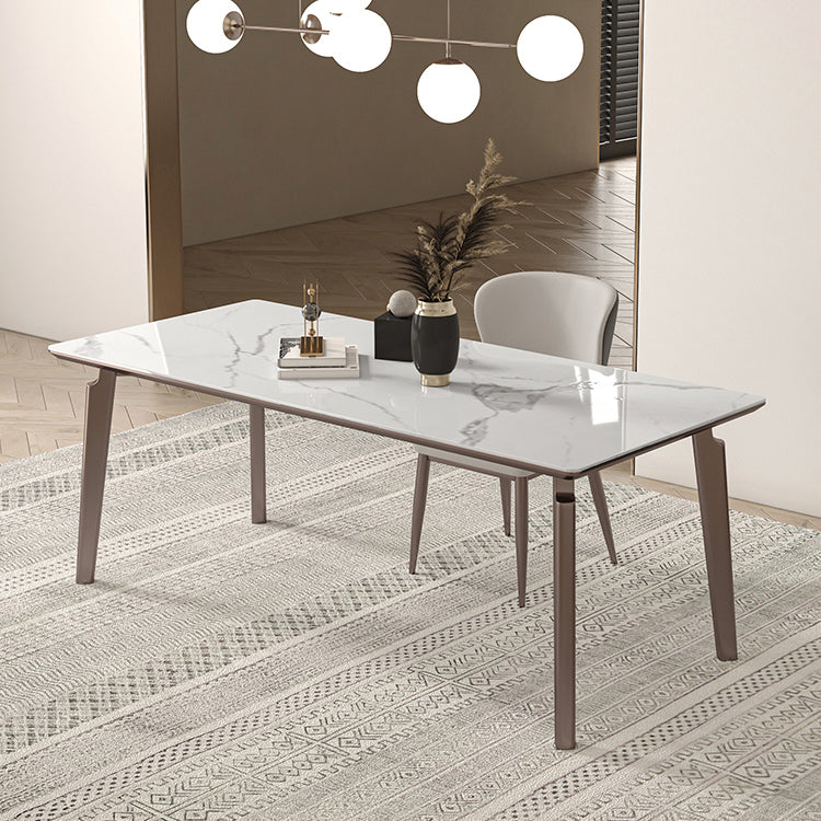 Sintered Stone Medieval Modern Table Rectangle Table with 4 Wooden Legs for Restaurant