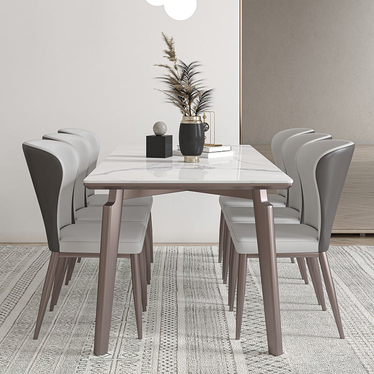 Sintered Stone Medieval Modern Table Rectangle Table with 4 Wooden Legs for Restaurant
