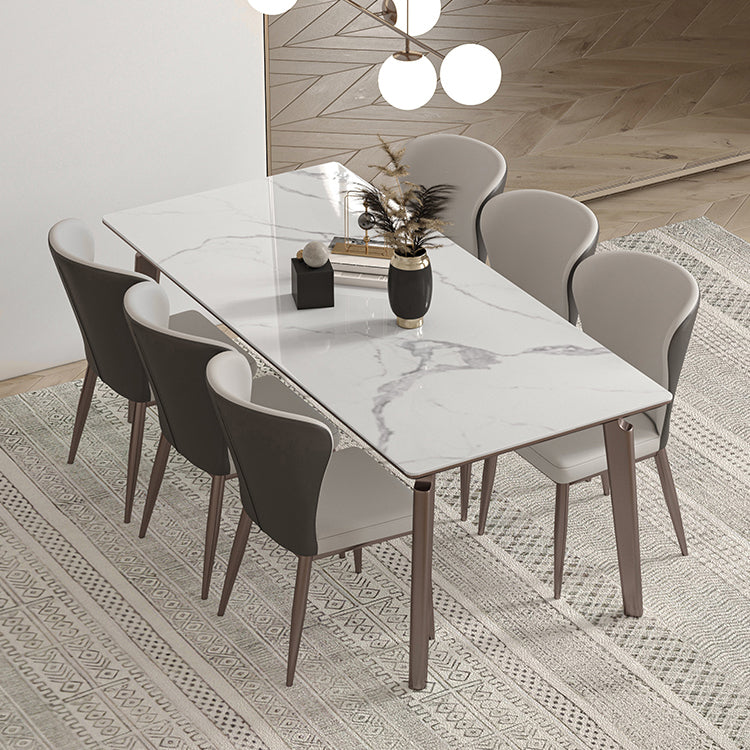 Sintered Stone Medieval Modern Table Rectangle Table with 4 Wooden Legs for Restaurant
