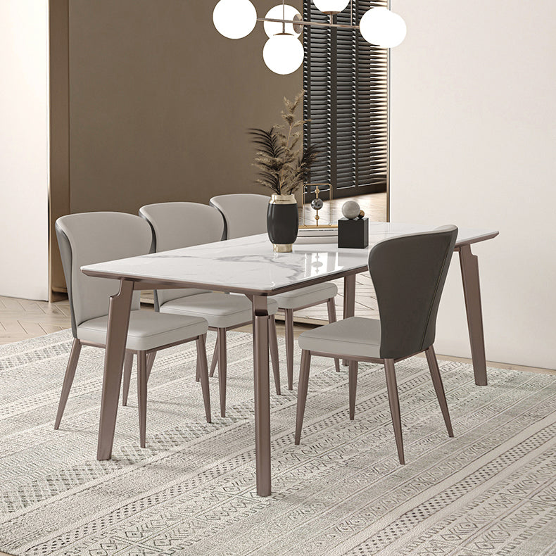 Sintered Stone Medieval Modern Table Rectangle Table with 4 Wooden Legs for Restaurant