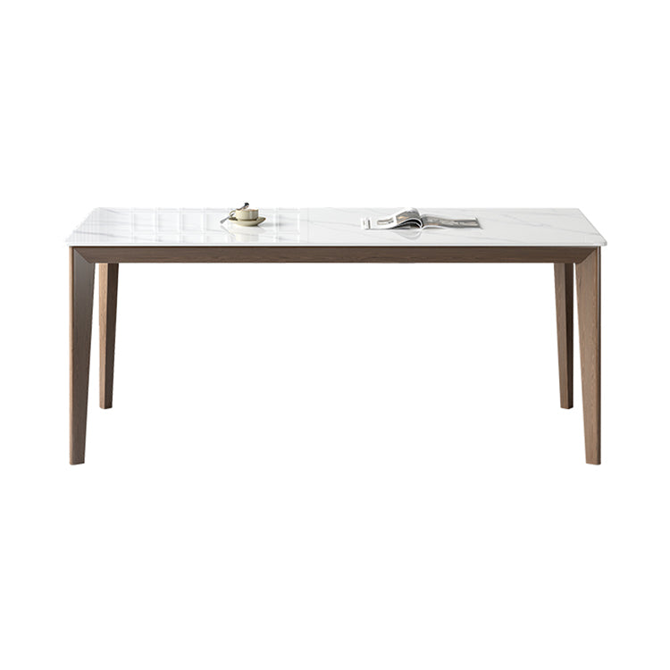 Rectangle Medieval Modern Dining Table Sintered Stone Table with 4 Wood Legs