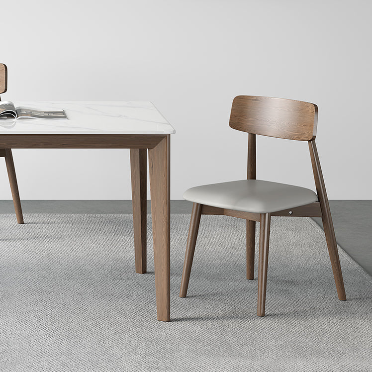 Rectangle Medieval Modern Dining Table Sintered Stone Table with 4 Wood Legs