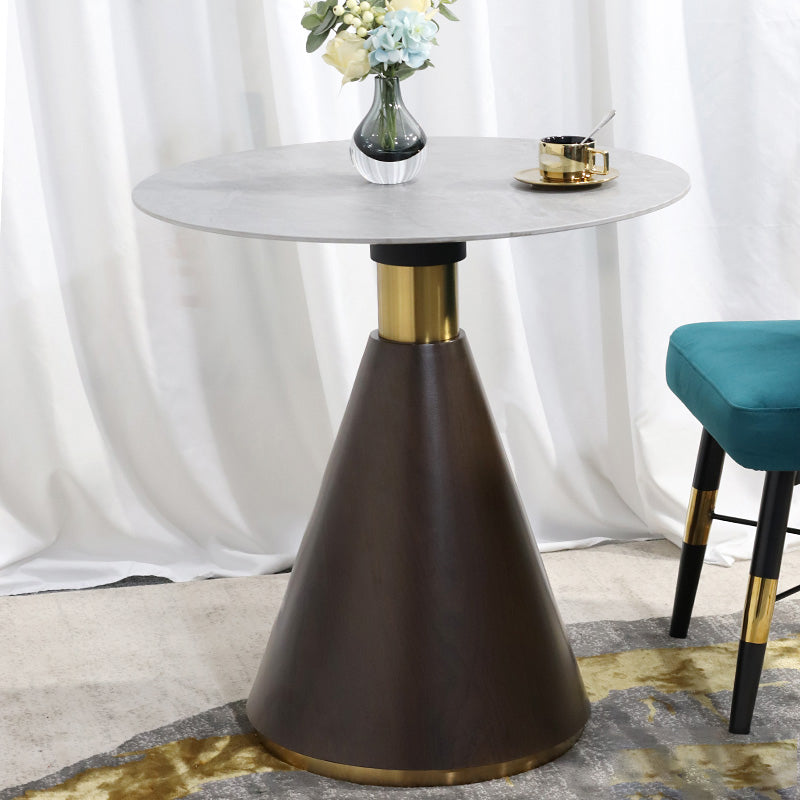 Traditional Luxury Dining Table Round White Top Dining Table with Pedestal Base