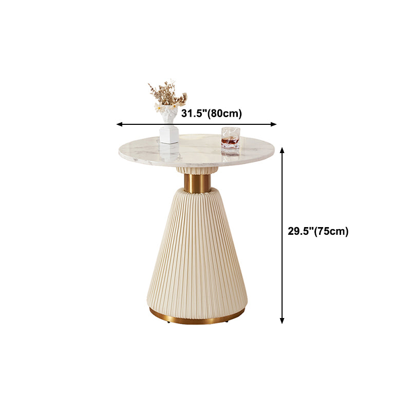 Traditional Luxury Dining Table Round White Top Dining Table with Pedestal Base