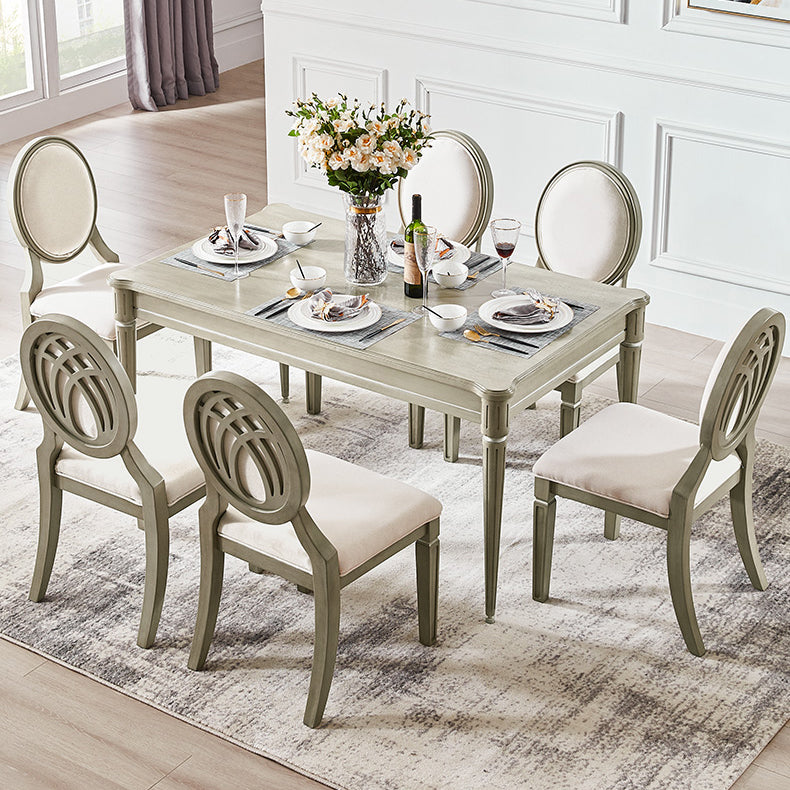 Traditional Luxury Dining Table Rectangle Solid Wood Dining Table with 4 Legs