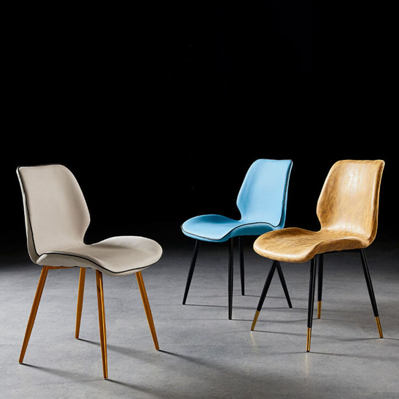 Chaise de salle à manger de style moderne chaise latéral sans bras avec des jambes en métal pour la cuisine