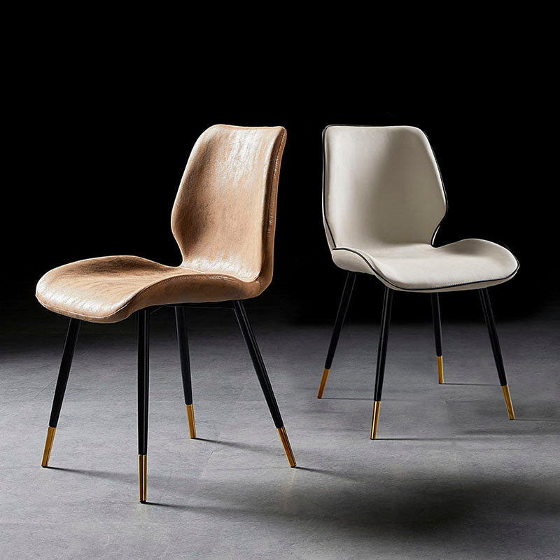 Chaise de salle à manger de style moderne chaise latéral sans bras avec des jambes en métal pour la cuisine