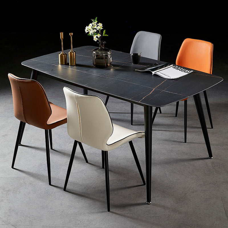 Chaise de salle à manger de style moderne chaise latéral sans bras avec des jambes en métal pour la cuisine