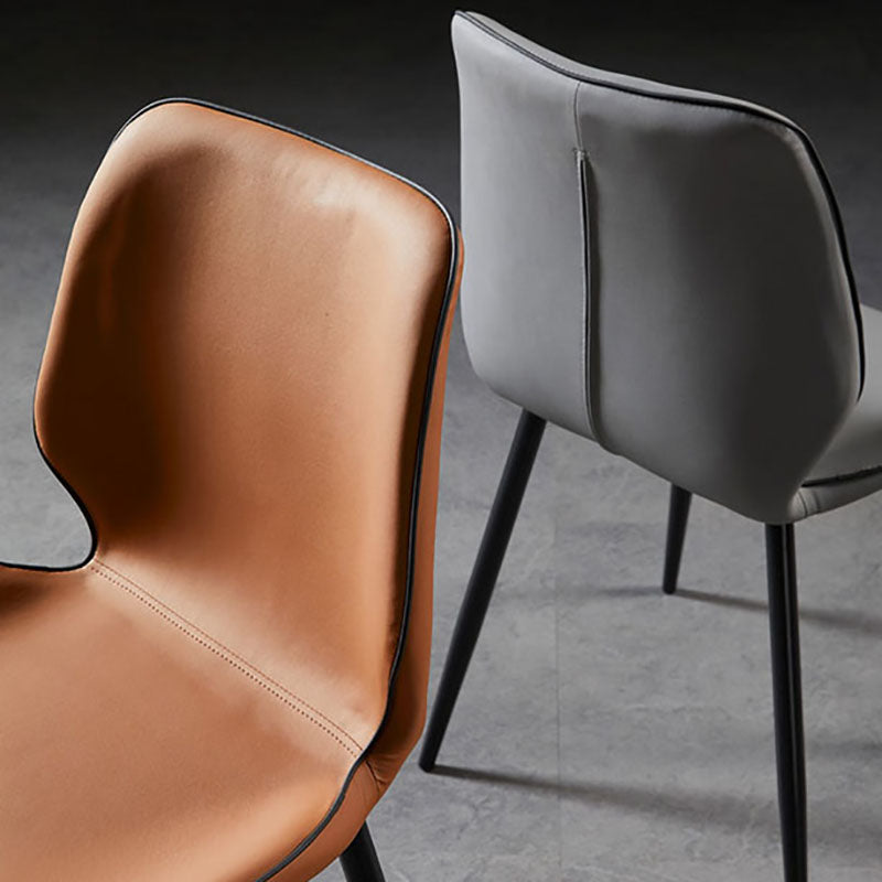 Chaise de salle à manger de style moderne chaise latéral sans bras avec des jambes en métal pour la cuisine