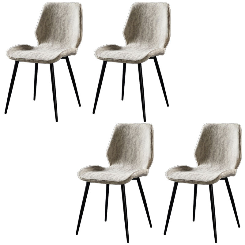 Chaise de salle à manger de style moderne chaise latéral sans bras avec des jambes en métal pour la cuisine