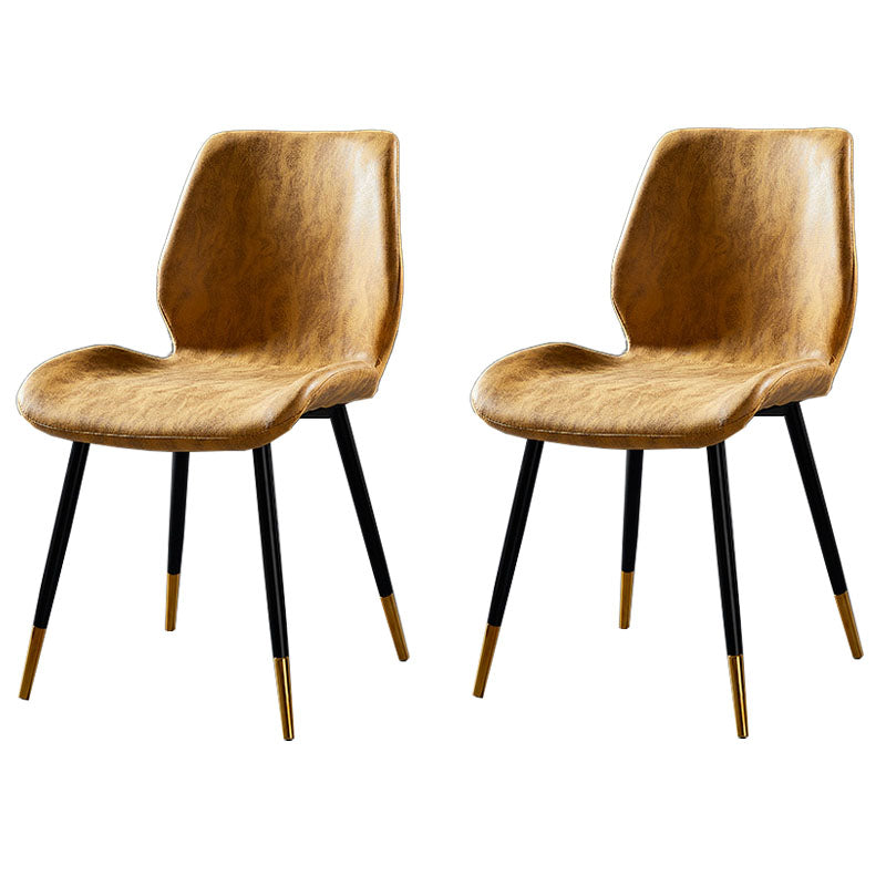 Chaise de salle à manger de style moderne chaise latéral sans bras avec des jambes en métal pour la cuisine
