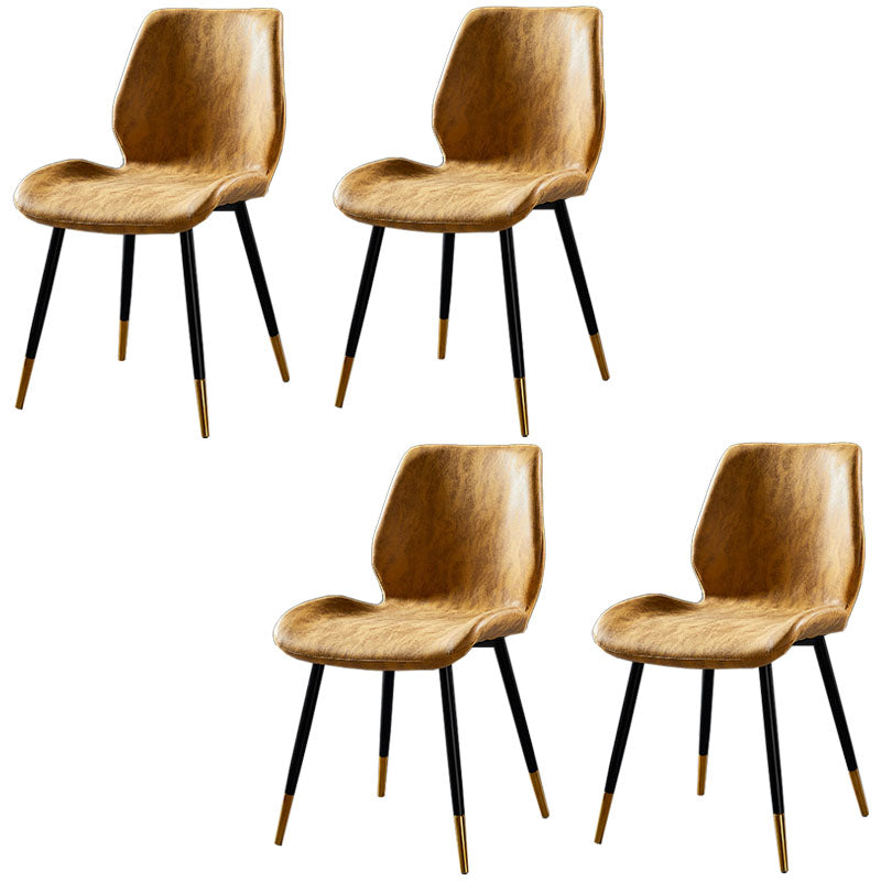 Chaise de salle à manger de style moderne chaise latéral sans bras avec des jambes en métal pour la cuisine