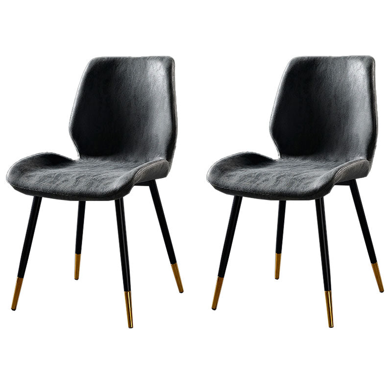 Chaise de salle à manger de style moderne chaise latéral sans bras avec des jambes en métal pour la cuisine