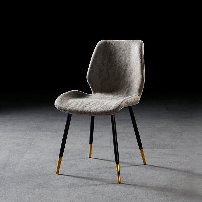 Chaise de salle à manger de style moderne chaise latéral sans bras avec des jambes en métal pour la cuisine