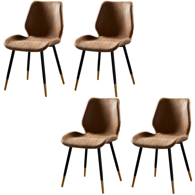 Chaise de salle à manger de style moderne chaise latéral sans bras avec des jambes en métal pour la cuisine