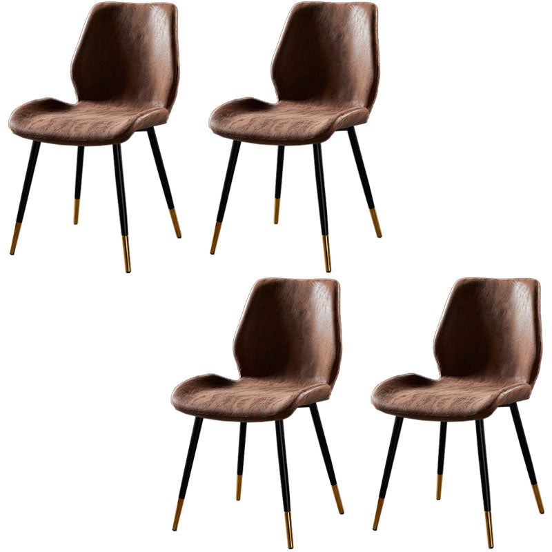 Chaise de salle à manger de style moderne chaise latéral sans bras avec des jambes en métal pour la cuisine