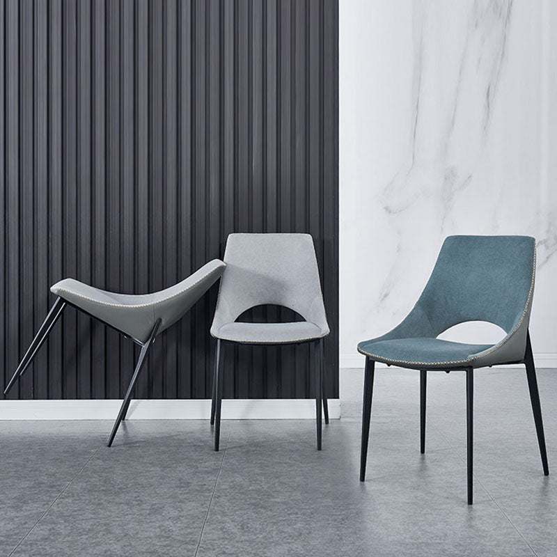 Silla de comedor tapizada con respaldo abierto de estilo moderno, sillas de comedor sin brazos