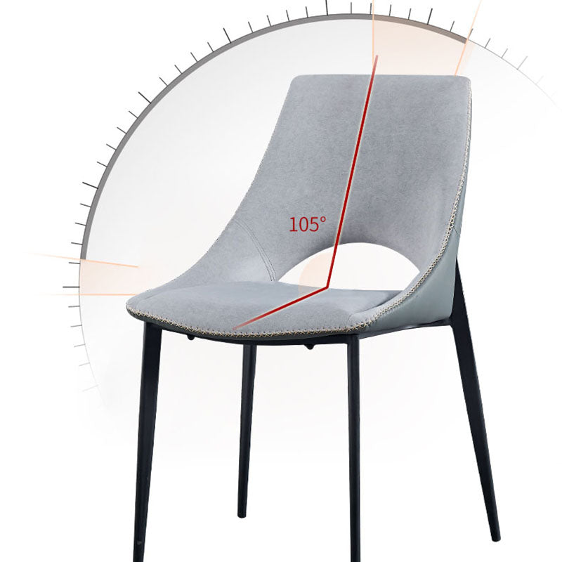 Silla de comedor tapizada con respaldo abierto de estilo moderno, sillas de comedor sin brazos