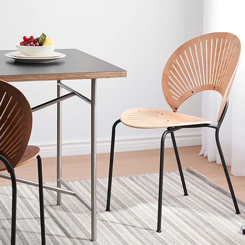 Silla lateral de comedor con respaldo abierto de estilo industrial, sillas de comedor de metal para el hogar