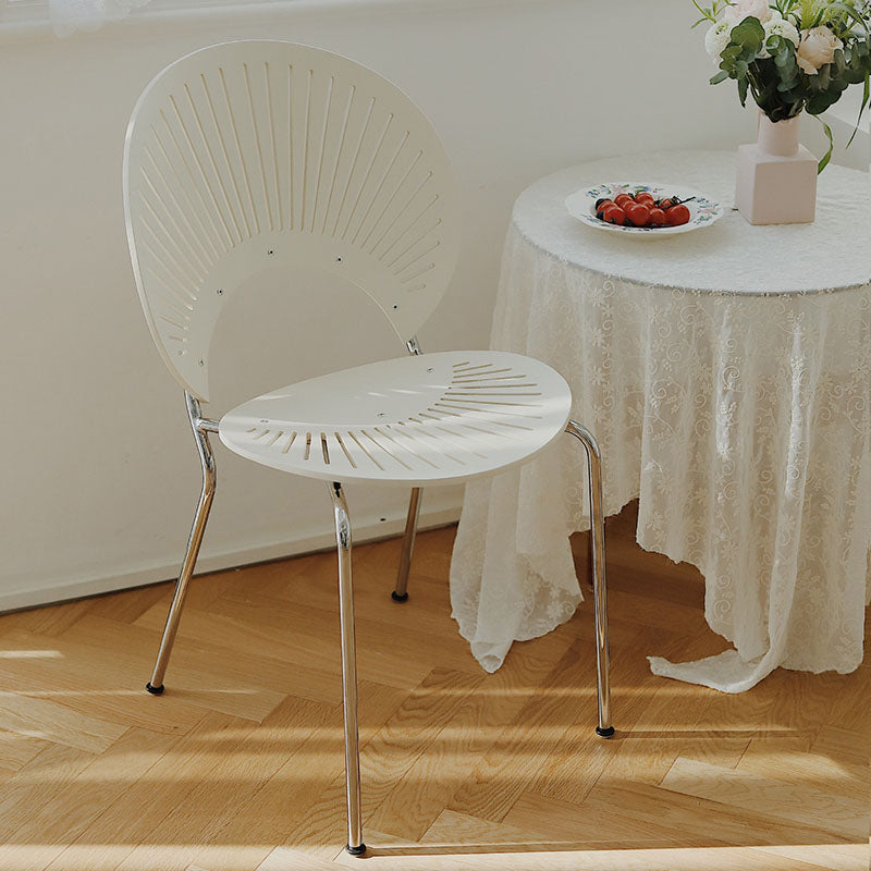 Silla lateral de comedor con respaldo abierto de estilo industrial, sillas de comedor de metal para el hogar
